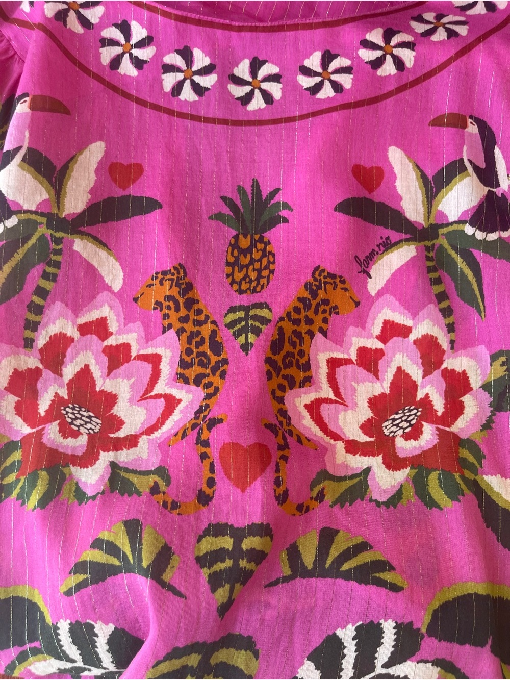 FARM Rio Leopard Forest Coverup S - Tropical Print Tassel Sleeve - Picture 8 of 13